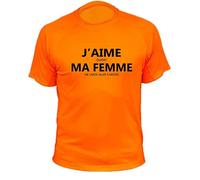 Tee-Shirt Chasse, J'aime Quand ma Femme Me Laisse Aller chasser (S,170, Orange)