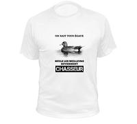 Tee Shirt Chasse on Nait Tous Egaux Canard Siffleur (L,505, Blanc)