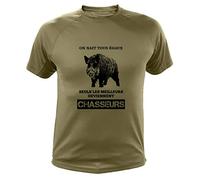 Tee Shirt Chasse on nait Tous égaux Sanglier (4XL,142, Vert)