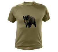 Tee-Shirt Chasse, Sanglier Seul, Idée Cadeau Chasseur (7/8,186, Vert)