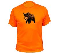 Tee-Shirt Chasse, Sanglier Seul, Idée Cadeau Chasseur (L,186, Orange)