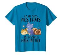 Tee Shirt Chat Drole Femme Fille Enfant Vie sans mes Chats T-Shirt