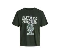 Tee Shirt Checkmate Avec Imprimé Squelette Sully Vert Foncé Homme Jack & Jones