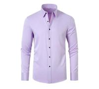 Tee-Shirt Chemises habillées pour Hommes Chemise Formelle Extensible à Manches Longues Solides Chemises boutonnées décontractées d'affaires Et Métier Tisser (XL)