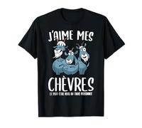 Tee Shirt Chèvre Humour Drole Femme Fille J'aime mes Chèvres T-Shirt