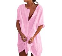 Tee Shirt Chic, Chemise D'éTé Mi-Longue Ample en Mousseline De Soie Unie à Manches Courtes pour Femme