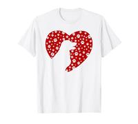 Tee shirt Chien Chiot Femme Fille Coeur Amour Patte Chien T-Shirt