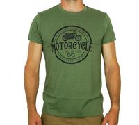 Tee Shirt Chiné Pour Moto Homme L'entourloop Patch Kaki Taille S