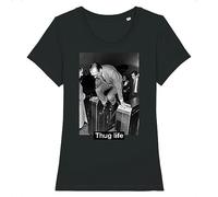 Tee Shirt Chirac Thug Life - pour Femme - Imprimé en France - Coton 100% Bio - Cadeau Anniversaire Chirac French Touch Original Rigolo (Noir, XL)