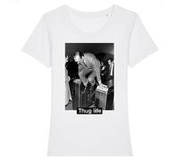 Tee Shirt Chirac Thug Life - pour Femme - Imprimé en France - Coton 100% Bio - Cadeau Anniversaire Chirac French Touch Original Rigolo (Blanc, L)