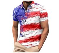 Tee Shirt Col Rond Homme - Chemise Homme à Manches Courtes avec col boutonné élégant et imprimé intégral Unique Motif étoile pour Tenue décontractée