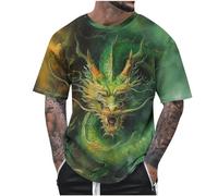Tee Shirt Col Rond Homme T-Shirt 3D Imprimé Dégradé de Couleurs Coton Été,T-Shirts Grandes Tailles de Sport Haut Vintage Streetwear Homme,Chemise Imprimé Dragon Décontractée Pas Cher