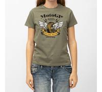 Tee Shirt Col Rond Kaki Jersey Imprimé Roue Ailée Moto Gp Racing Team Femme Von Dutch