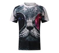 Tee Shirt Compression Homme - T-Shirt Décontracté à Manches Courtes pour Homme avec Impression Drôle de Chat - Haut Confortable en Coton pour l'Été