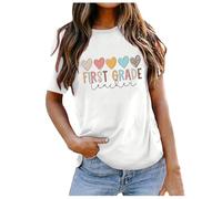 Tee Shirt Coton Femme T-Shirt décontracté et Polyvalent avec Lettres imprimées pour la journée des Enseignants de la Saison Scolaire(White,M)