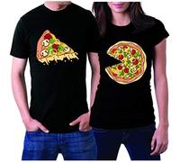 Tee Shirt Couple Assorti Humour Partenaire Tshirt Amoureux pour 2 Homme et Femme Drole Matching T-Shirts Set for Funny Pizza Duo Mari