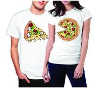 Tee Shirt Couple Assorti Humour Partenaire Tshirt Amoureux pour 2 Homme et Femme Drole Matching T-Shirts Set for Funny Pizza Duo Mari