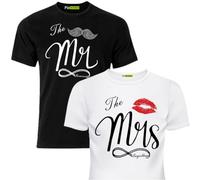 Tee Shirt Couple Assorti Humour Partenaire Tshirt Amoureux pour 2 Homme et Femme Drole T-Shirts Set Matching for Duo Mr and Mrs