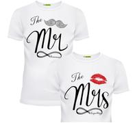 Tee Shirt Couple Assorti Humour Partenaire Tshirt Amoureux pour 2 Homme et Femme Drole T-Shirts Set Matching for Duo Mr and Mrs