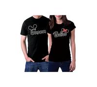 Tee Shirt Couple Assorti Humour Partenaire Tshirt Amoureux pour 2 Homme Femme Drole Groom and Bride T-Shirts Duo Mari et Lune de Miel