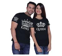 Tee Shirt Couple Assorti Humour Partenaire Tshirt Amoureux pour 2 Homme Femme Drole King Queen Matching T-Shirts Set Duo Ensemble de Assorties