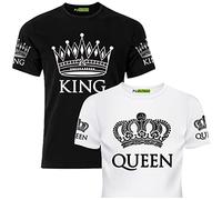 Tee Shirt Couple Assorti Humour Partenaire Tshirt Amoureux pour 2 Homme Femme Drole King Queen Matching T-Shirts Set Duo Ensemble de Assorties