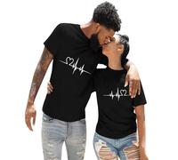 Tee Shirt Couple, Tee Shirt St Valentin Homme Chemise Femme Manche Courte T Shirt Famille Assorti Ensemble Couple Assorti Vetement Tshirt Just Married Couple Couple Shirt Cadeau Couple Mr et Mrs