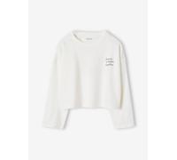 Tee-shirt crop top fille manches longues écru 10A