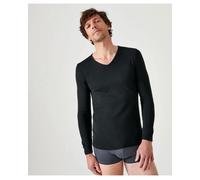 Damart - T-Shirt Col V Maille Interlock Thermolactyl Homme Noir Taille L (102-109)