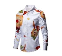 Tee Shirt De Noel Homme Chemise Carreaux Homme, Manches Longues Et Boutons Décontracté Automne Hiver Slim Fit Casual Moche Fantaisie Générique Noël Décontractée Avec Imprimé Original Amusante 3d Funky