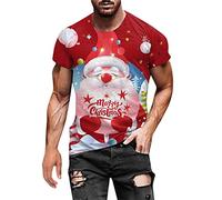 Tee Shirt De Noel Homme Original T-Shirt Homme Automne Hiver Design Imprimé 3D Confection DéContractéE Manches Courtes Mode ÉLéGant Haut Vestiaire Quotidien