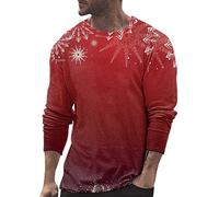 Tee-Shirt De Noel Homme Original T-Shirt Homme Manches Longues pour Saison Automne Hiver avec Impression NoëL ÉLéGant Design CéLéBration Confortable Mode Masculine VêTement Quotidien