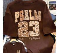 Tee-shirt décontracté à col rond et manches courtes pour femmes grandes tailles avec graphique du verset biblique du Psaume 23 "Le Seigneur est mon berger", design rétro de foi pour l'automne, convien