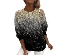 Tee Shirt Disco Femme Paillette T Shirt Glitter Sequins Haut Sexy Col V Chemisier Mode Brillantes Paillettes Tops Chic Élégant Club Fête T-Shirt Manche Longue Lâche Blouse