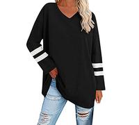 Tee Shirt Dos Nu Femme, Chemisier avec Col en V, Chemises Amples à Manches Longues avec Poches de Poitrine et Manches Enroulables, Hauts Décontractés T Shirt Sport