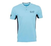 Tee-shirt EA7 Emporio Armani - Réf. 3KPT52-PJ6TZ-1517. Couleur : Bleu. Détails. - Col côtelé avec ouverture à trois boutons, pour un XS