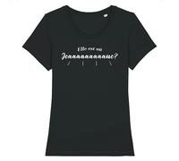 Tee Shirt Elle est ou Jeanne (Palmashow) - pour Femme - Imprimé en France - Coton 100% Bio - Cadeau Anniversaire Film et Série Humour Original Rigolo (Noir, S)