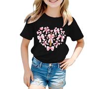 Tee Shirt Enfant Fille - T Shirt D'Été À Manches Courtes Et Col Rond Pour Filles Haut Décontracté Pour Un Usage Quotidien Chemises Confortables En Mélange Parfait Avec Un Jean Une Jupe Ou Un Pantalon