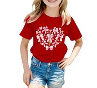 Tee Shirt Enfant Fille - T Shirt D'Été À Manches Courtes Et Col Rond Pour Filles Haut Décontracté Pour Un Usage Quotidien Chemises Confortables En Mélange Parfait Avec Un Jean Une Jupe Ou Un Pantalon