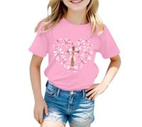 Tee Shirt Enfant Fille - T Shirt D'Été À Manches Courtes Et Col Rond Pour Filles Haut Décontracté Pour Un Usage Quotidien Chemises Confortables En Mélange Parfait Avec Un Jean Une Jupe Ou Un Pantalon