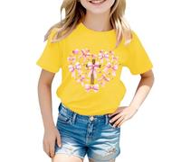 Tee Shirt Enfant Fille - T Shirt D'Été À Manches Courtes Et Col Rond Pour Filles Haut Décontracté Pour Un Usage Quotidien Chemises Confortables En Mélange Parfait Avec Un Jean Une Jupe Ou Un Pantalon