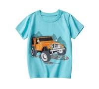 Tee Shirt Enfant Fille - Un Haut Décontracté Et Les Tout-Petits Un T-Shirt Ample Et Extensible À Manches Courtes avec des Motifs De Voitures De Dessin Animé Idéal pour (Light Blue 2-3 Years)