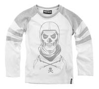 Tee shirt enfant Fortnite Skull Trooper - Blanc/gris chiné - Manches longues 152