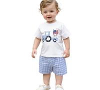 Tee Shirt Enfant Garcon - Ensemble De Vêtements pour Bébé Garçon Tenue De Jeu Décontractée T-Shirt À Manches Courtes Et Short Tenue pour Tout-Petit À Porter Été Et (Blue 6-12 Months)