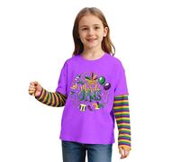 Tee Shirt Enfant Garcon Manche Longue - Maglietta A Maniche Lunghe in Due Pezzi per Ragazzi E Ragazze Perfetta per Le Feste Informali Perfetta per Bambini Dai 2 AI 12 Anni (Purple 5-6 Years)