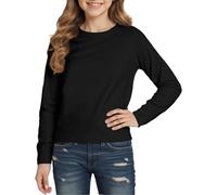 Tee Shirt Enfant Garcon - T-Shirts À Manches Longues Et Col Ras du Cou pour Enfants Hauts Basiques pour L'Automne Et l'hiver (Black 3-4 Years)