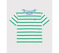 Tee-shirt enfant manches courtes en coton à rayures Petit Bateau - blanc - Taille 4 ans 4A blanc/vert