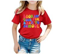 Tee Shirt Enfant,T-Shirt à Manches Courtes Et Col Rond pour Enfants, Imprimé Graphique De La Saison De La RentréE Scolaire, T-Shirt DéContracté D'éTé (Red, 4-5 Years)