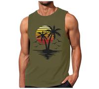 Tee Shirt EVJF Homme HawaïEns, Gilet sans Manche Homme à Imprimé NuméRique 3D Motif Cocotier Casual IdéAl pour Les Vacances Plage Chemise AthléTique Coupe Ample Débardeur Graphique Basique