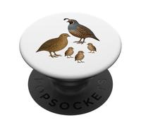 Tee-Shirt Famille de caille Belle Ornithologie d'oiseaux de caille PopSockets PopGrip Adhésif